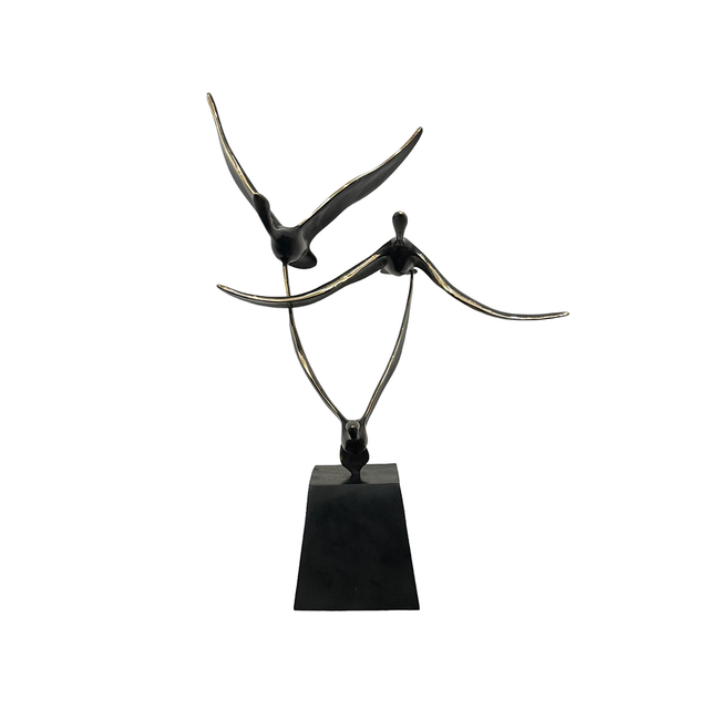OBJECT Brass 3 Birds on Base - Antique Black w Gold | the OBJECT ROOM