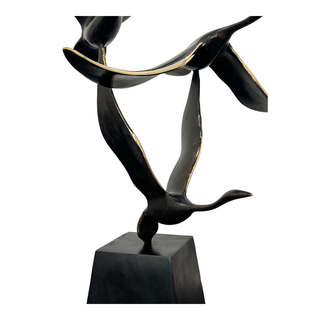 OBJECT Brass 3 Birds on Base - Antique Black w Gold | the OBJECT ROOM