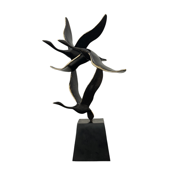 OBJECT Brass 3 Birds on Base - Antique Black w Gold | the OBJECT ROOM