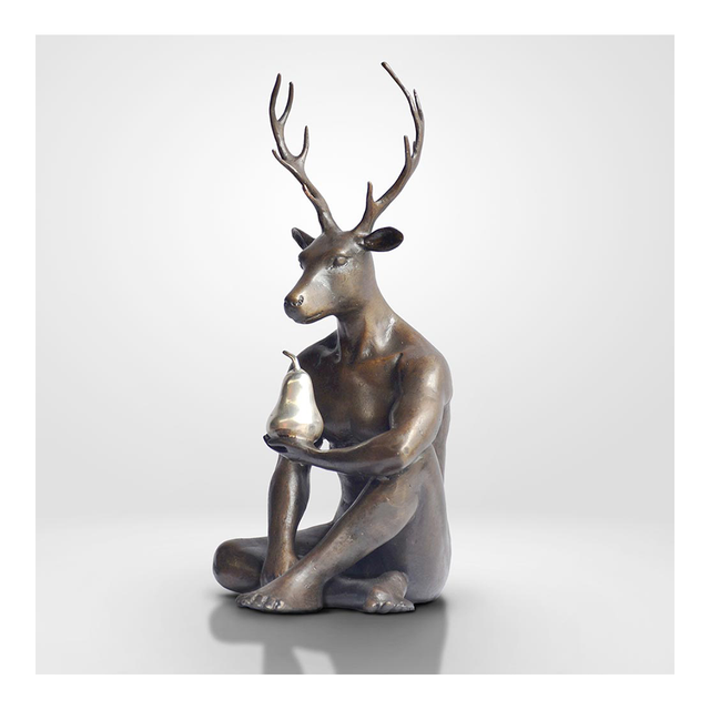GILLIE AND MARC Bronze Sculpture - Deerman Grew A Silver Pear | the OBJECT ROOM