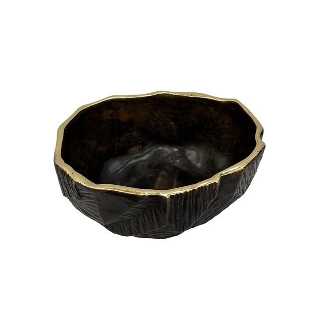 OBJECT Brass Folding Bowl - Antique Black w Gold | the OBJECT ROOM