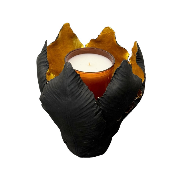KIDDEE TAMDEE Leaf Candle Holder L - Black Gold | the OBJECT ROOM