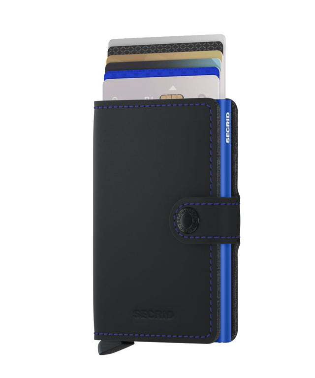 SECRID Miniwallet Leather - Matte Black & Blue | the OBJECT ROOM