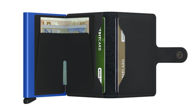 SECRID Miniwallet Leather - Matte Black & Blue | the OBJECT ROOM