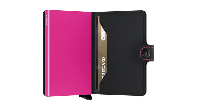 SECRID Miniwallet Leather - Matte Black & Fuchsia | the OBJECT ROOM