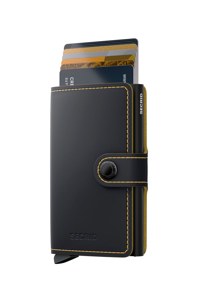 SECRID Miniwallet Leather - Matte Black & Ochre | the OBJECT ROOM