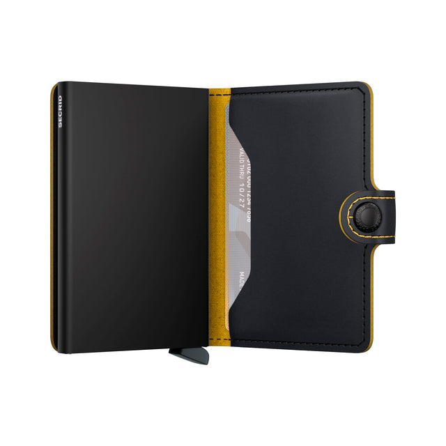 SECRID Miniwallet Leather - Matte Black & Ochre | the OBJECT ROOM