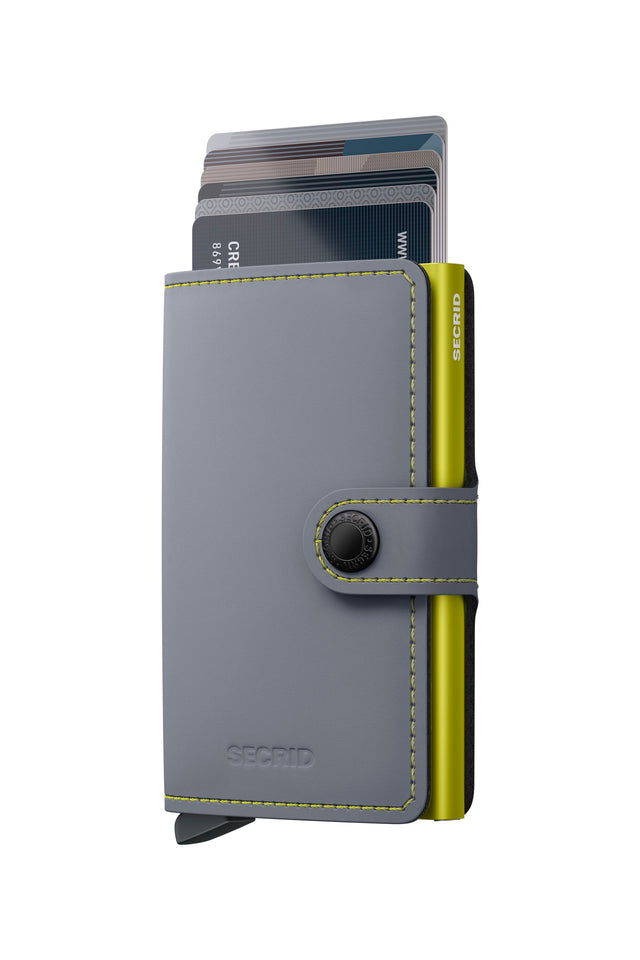 SECRID Miniwallet Leather - Matte Grey & Lime | the OBJECT ROOM
