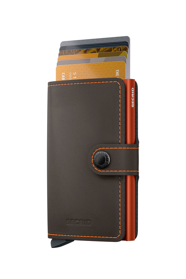 SECRID Miniwallet Leather - Matte Truffle & Orange | the OBJECT ROOM