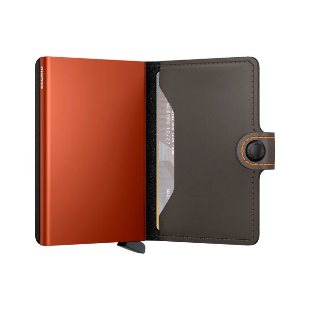SECRID Miniwallet Leather - Matte Truffle & Orange | the OBJECT ROOM