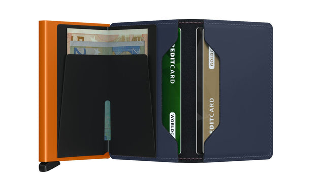 SECRID Slimwallet Leather - Matte Night Blue & Orange | the OBJECT ROOM