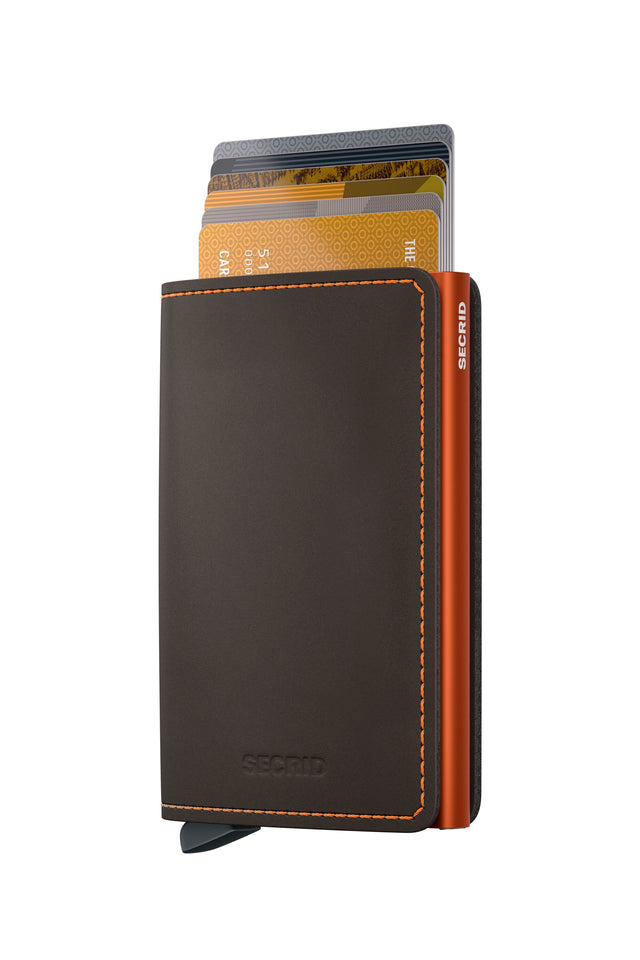 SECRID Slimwallet Leather - Matte Truffle & Orange | the OBJECT ROOM