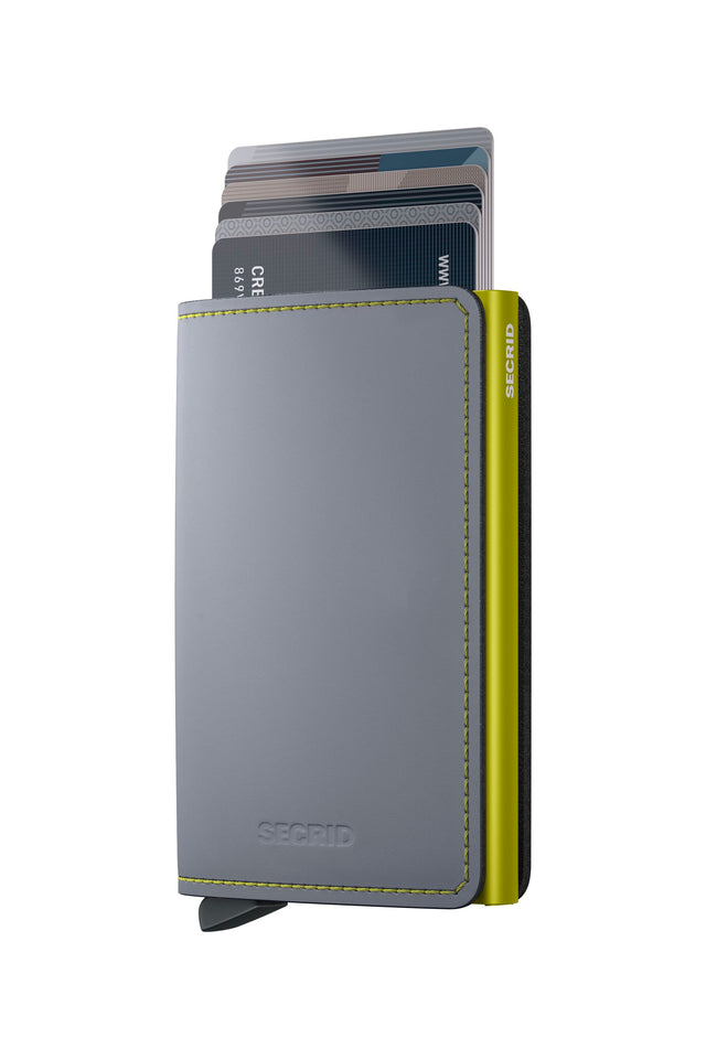 SECRID Slimwallet Leather - Matte Grey & Lime | the OBJECT ROOM