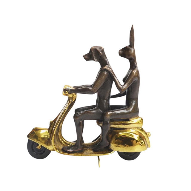 GILLIE AND MARC Bronze Sculpture - They Rode To Save Wildlife Gold