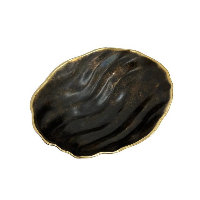 OBJECT Brass Shell Bowl L - Antique Black w Gold | the OBJECT ROOM