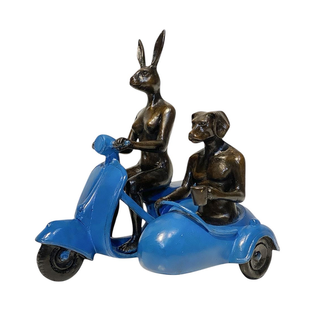 GILLIE AND MARC Bronze Sculpture - They Rode Side By Side For The Long Run Blue