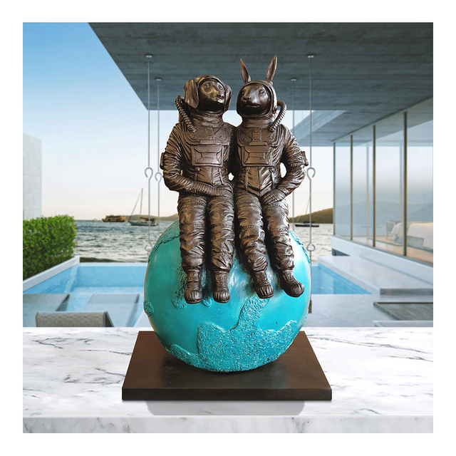 GILLIE AND MARC Bronze Sculpture - They Loved Each Other To The Moon And Back Green