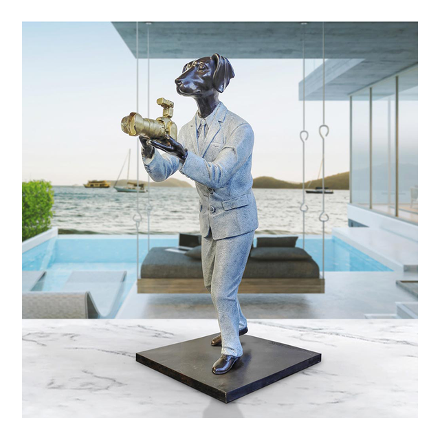 GILLIE AND MARC Bronze Sculpture - Paparazzi Dog Loves Snapping