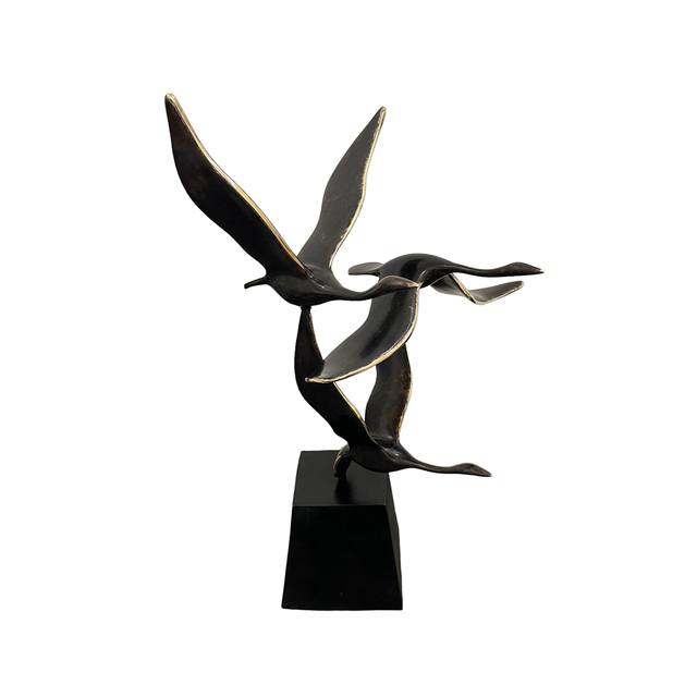 OBJECT Brass 3 Birds on Base - Antique Black w Gold | the OBJECT ROOM