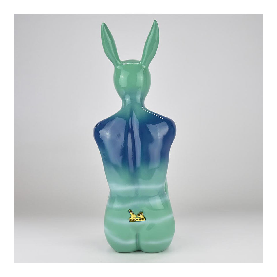 GILLIE AND MARC Resin Sculpture - Splash Pop City Bunny Ocean Blues
