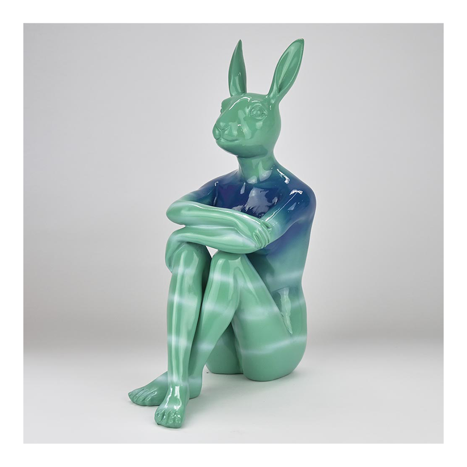 GILLIE AND MARC Resin Sculpture - Splash Pop City Bunny Ocean Blues