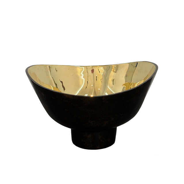 OBJECT Brass Simple Bowl Tall - Antique Black w Gold