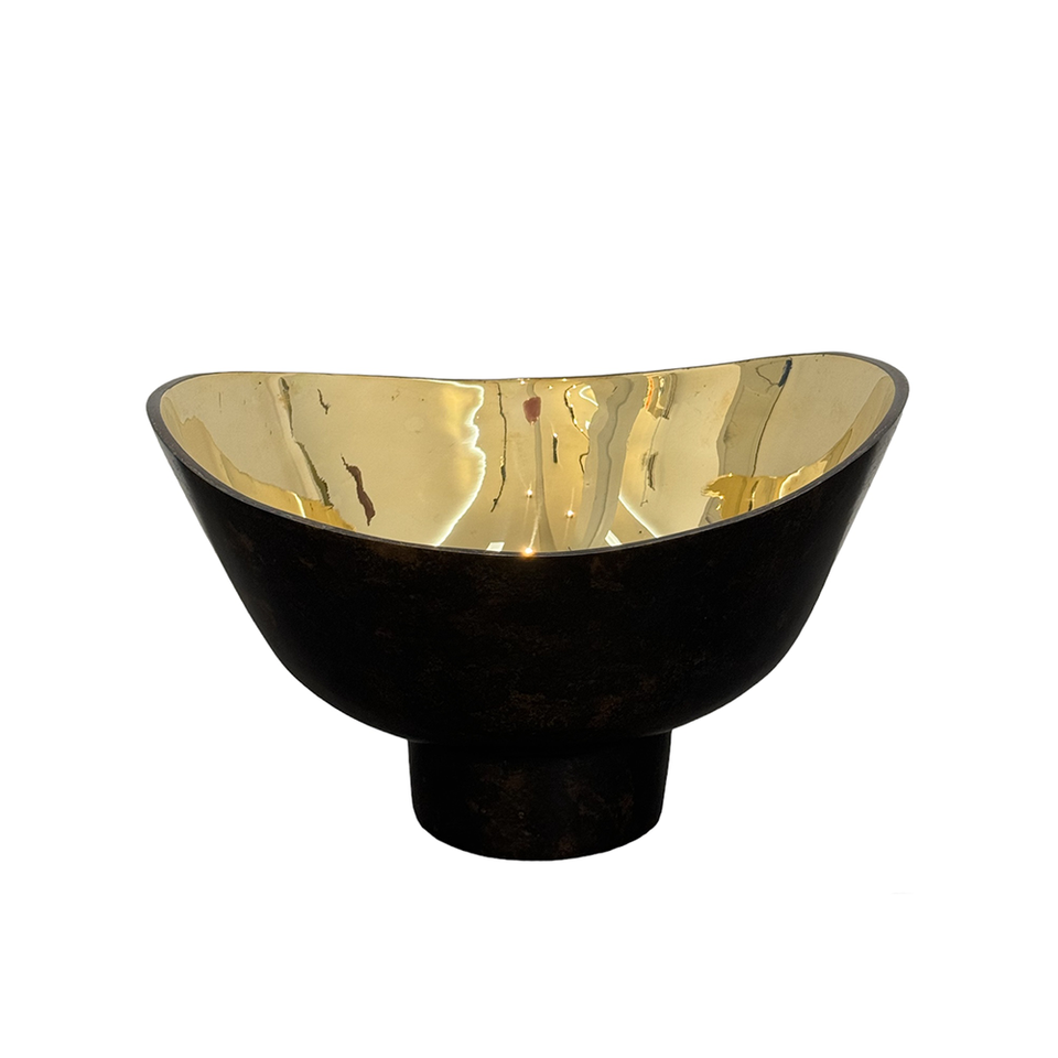 OBJECT Brass Simple Bowl Tall - Antique Black w Gold