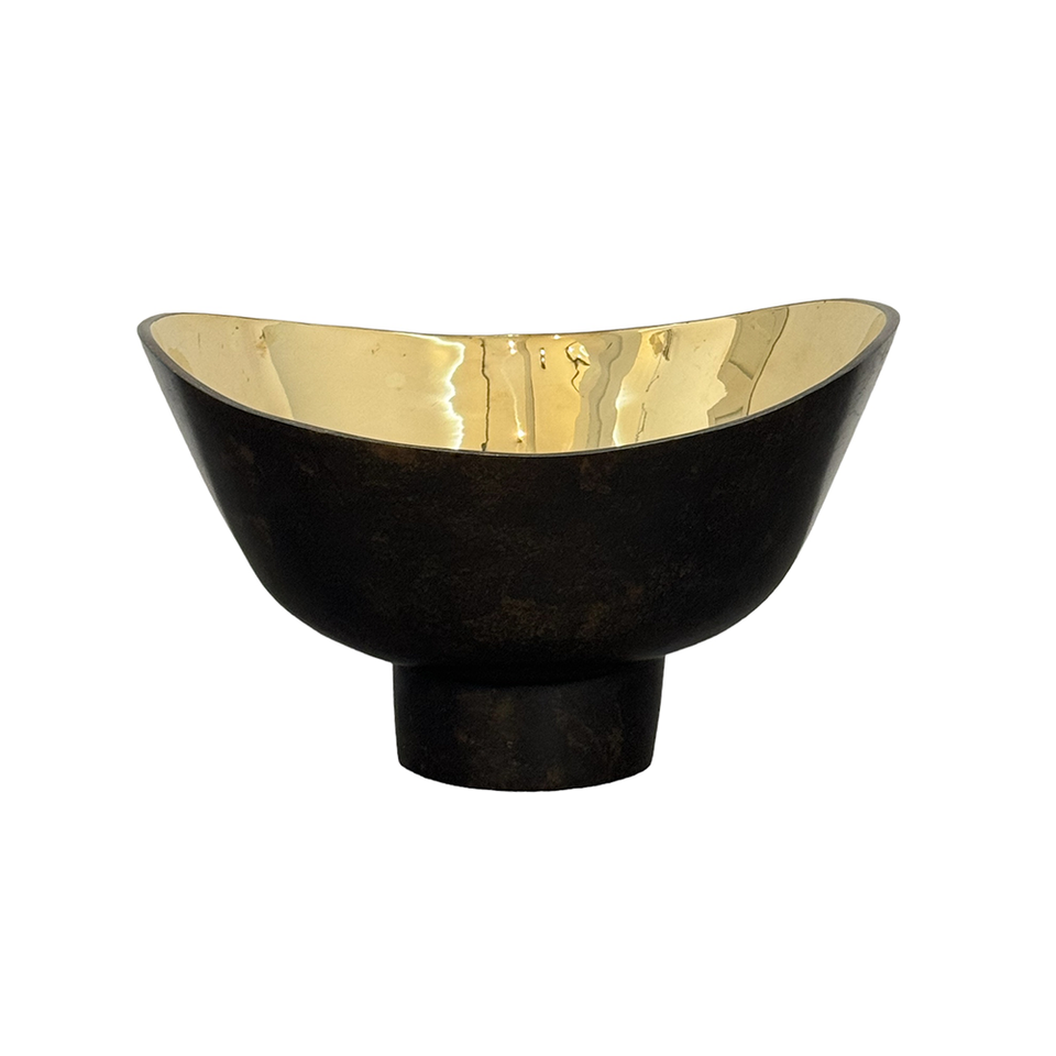 OBJECT Brass Simple Bowl Tall - Antique Black w Gold