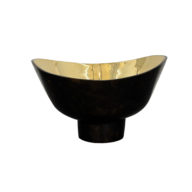 OBJECT Brass Simple Bowl Tall - Antique Black w Gold