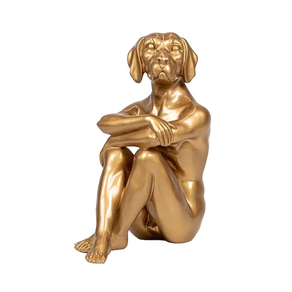 GILLIE AND MARC Resin Sculpture - Cool City Pup Gold