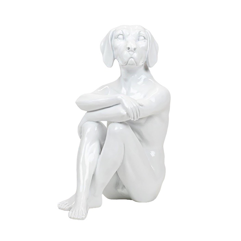 GILLIE AND MARC Resin Sculpture - Cool City Pup White