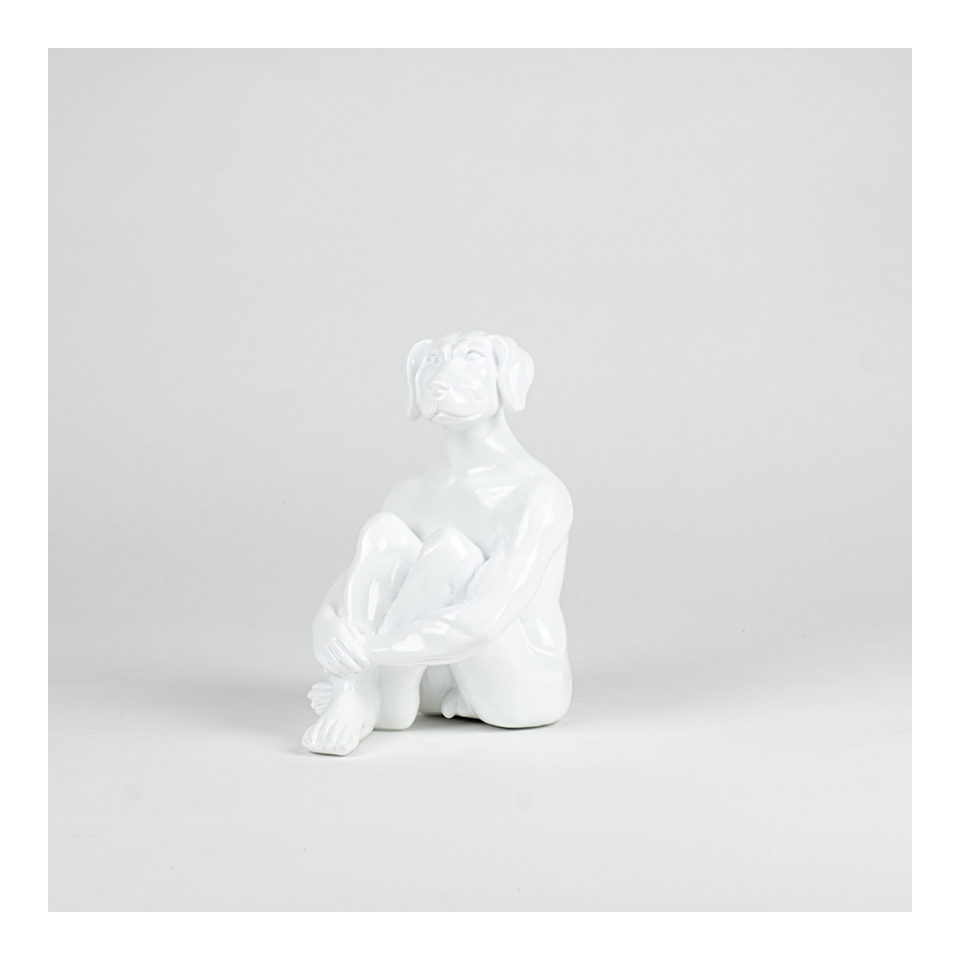 GILLIE AND MARC Resin Sculpture - Cool Mini Dogman White