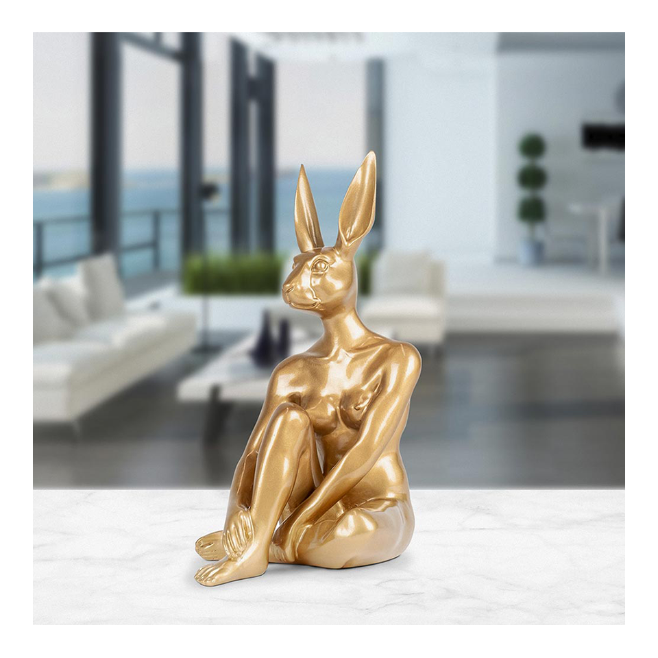 GILLIE AND MARC Resin Sculpture - Cool Mini Rabbitwoman Gold