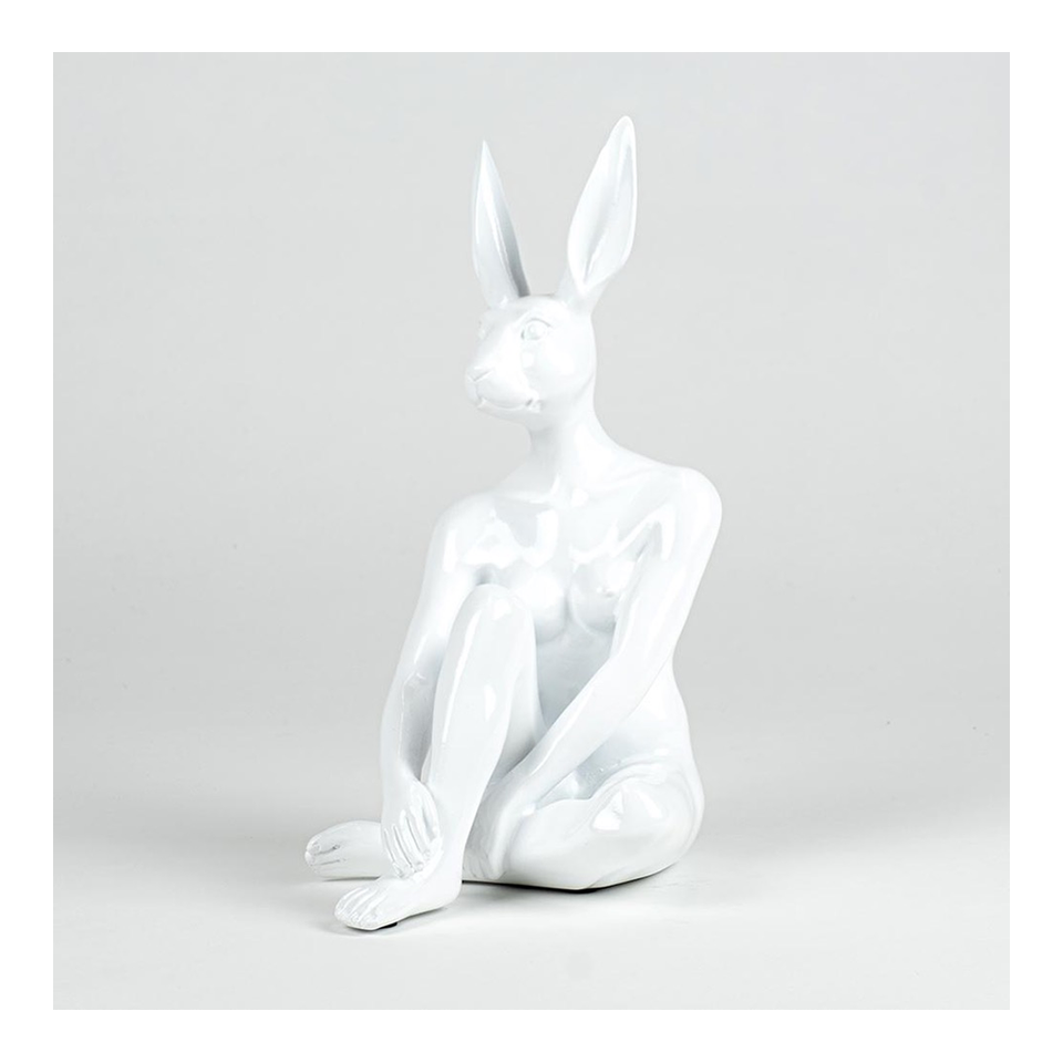 GILLIE AND MARC Resin Sculpture - Cool Mini Rabbitwoman White