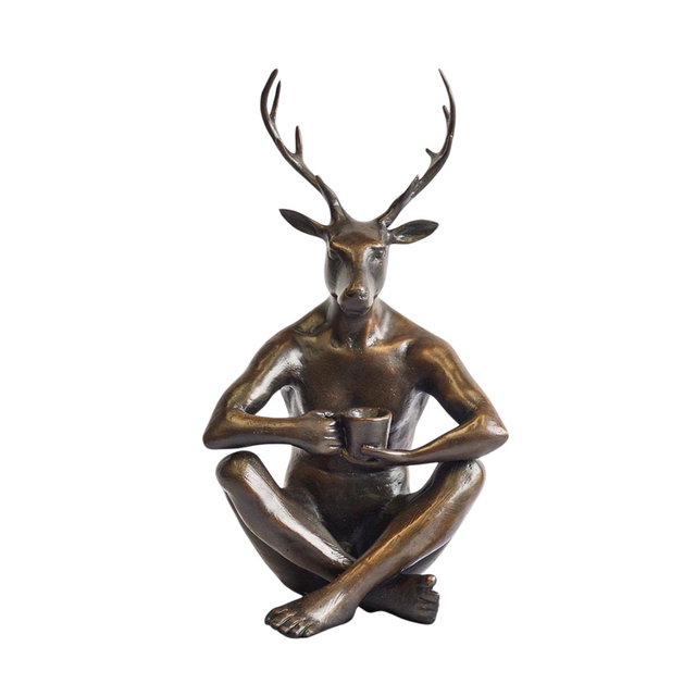 GILLIE AND MARC Bronze Sculpture - Deerman Loves His Flat White
