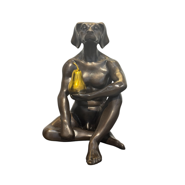 GILLIE AND MARC Bronze Sculpture - Dogman Grew A Pear Gold