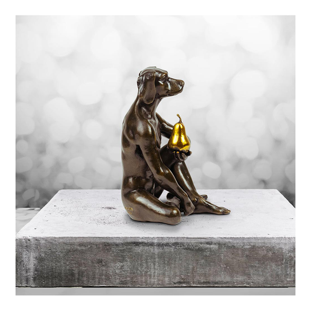 GILLIE AND MARC Bronze Sculpture - Dogman Grew A Pear Gold