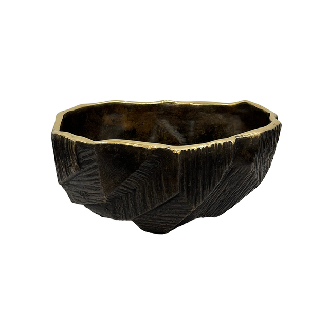 OBJECT Brass Folding Bowl - Antique Black w Gold | the OBJECT ROOM