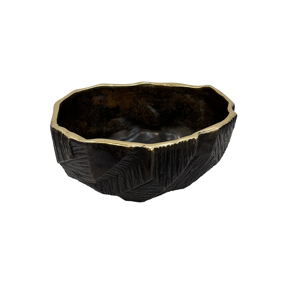 OBJECT Brass Folding Bowl - Antique Black w Gold