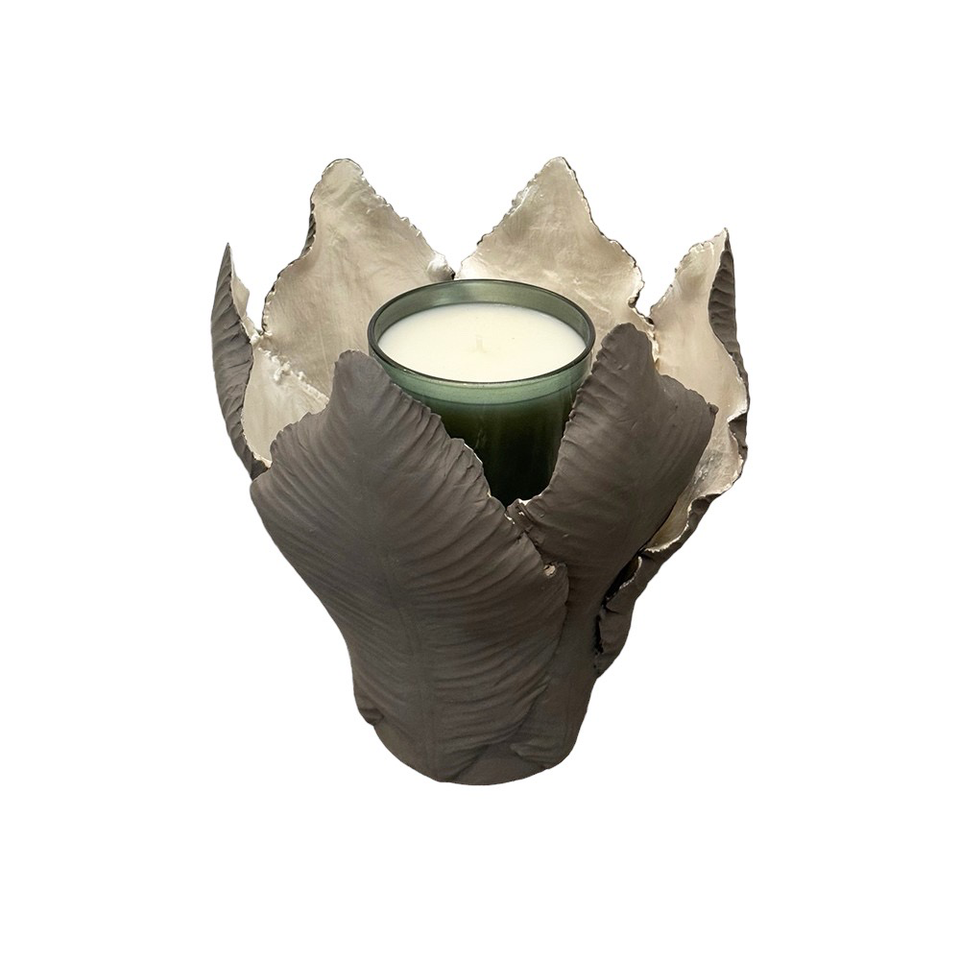 KIDDEE TAMDEE Leaf Candle Holder L - Grey Pearl