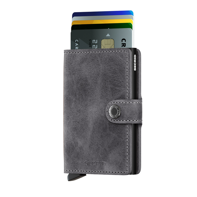 SECRID Miniwallet Leather - Vintage Grey-Black | the OBJECT ROOM