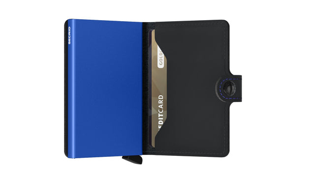 SECRID Miniwallet Leather - Matte Black & Blue | the OBJECT ROOM