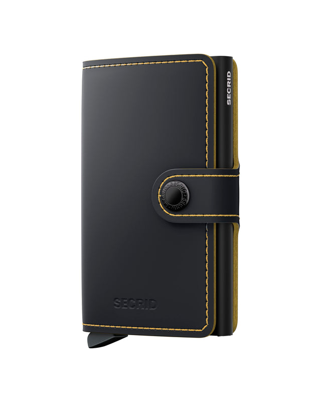 SECRID Miniwallet Leather - Matte Black & Ochre | the OBJECT ROOM