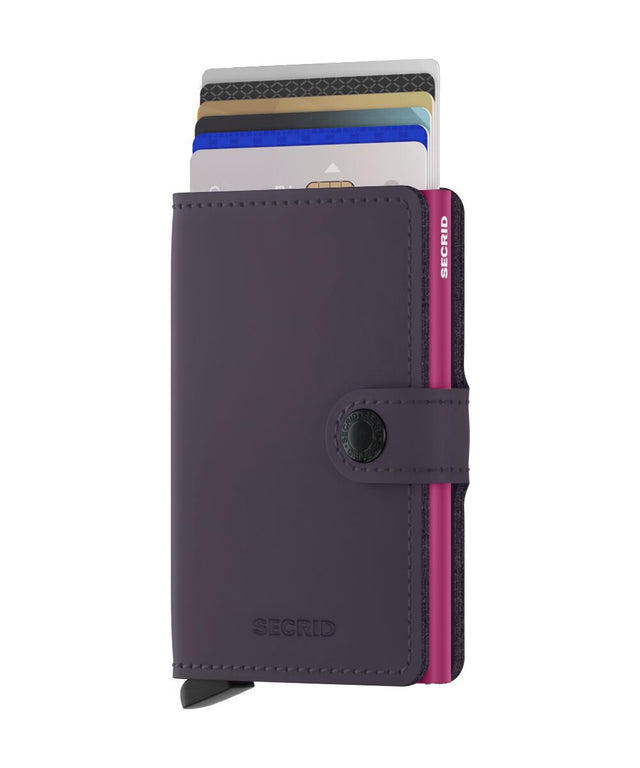 SECRID Miniwallet Leather - Matte Dark Purple-Fuchsia