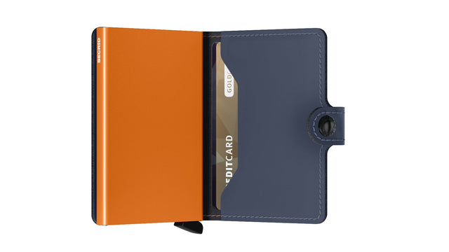 SECRID Miniwallet Leather - Matte Night Blue & Orange | the OBJECT ROOM