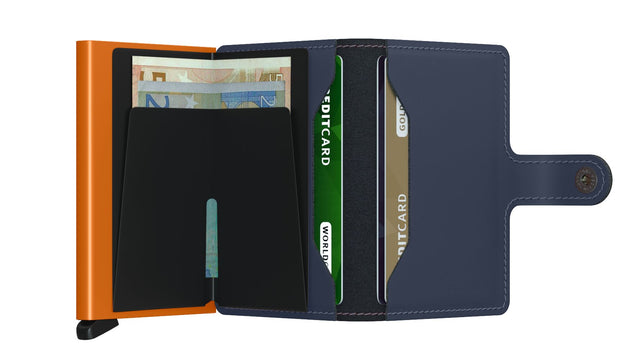 SECRID Miniwallet Leather - Matte Night Blue & Orange | the OBJECT ROOM