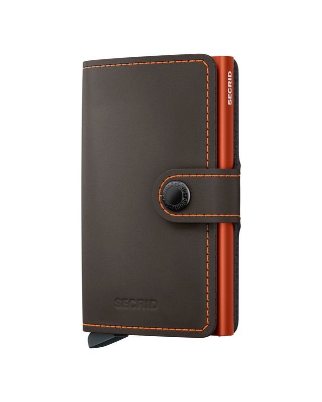 SECRID Miniwallet Leather - Matte Truffle & Orange | the OBJECT ROOM