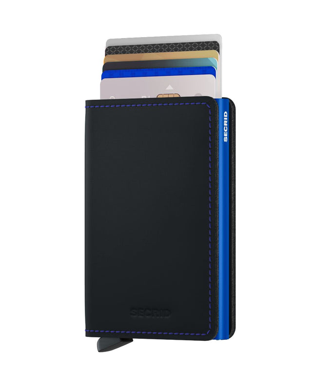 SECRID Slimwallet Leather - Matte Black & Blue | the OBJECT ROOM