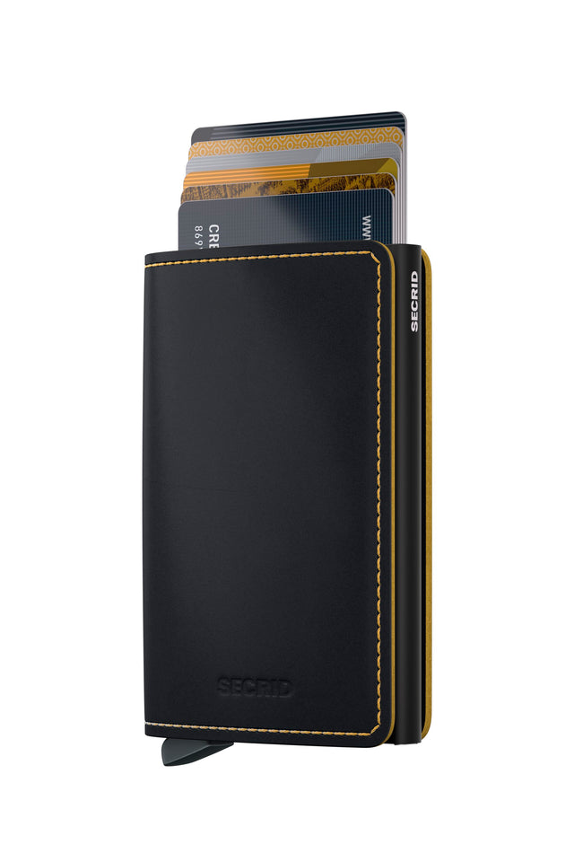 SECRID Slimwallet Leather - Matte Black & Ochre | the OBJECT ROOM