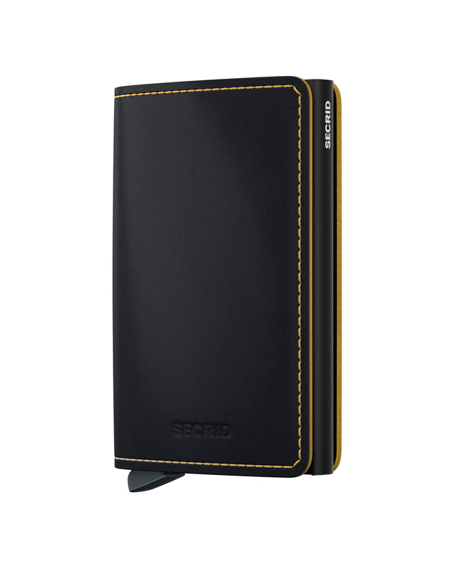 SECRID Slimwallet Leather - Matte Black & Ochre | the OBJECT ROOM